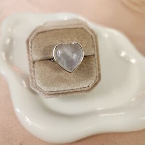 Sterling Silver Moonstone Heart Ring